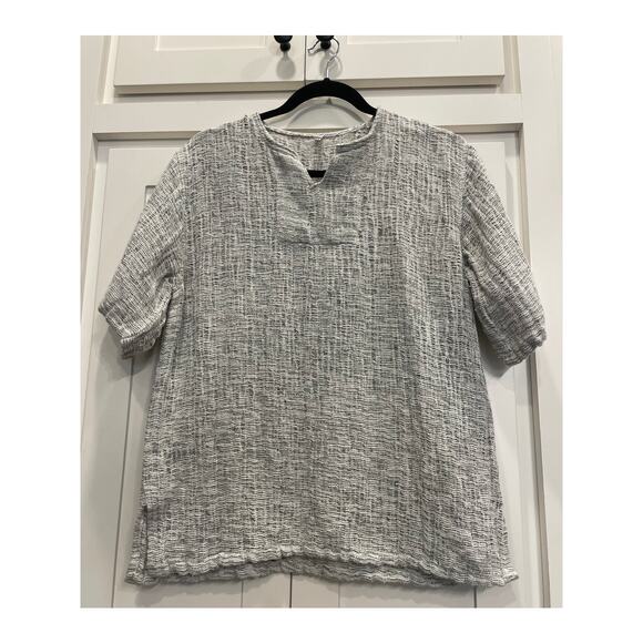 Gray and white woven ladies top L - Picture 1 of 10